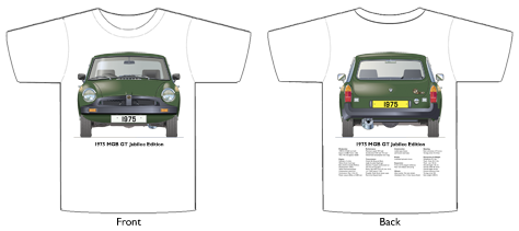 MGB GT Jubilee Edition 1975 T-shirt Front & Back